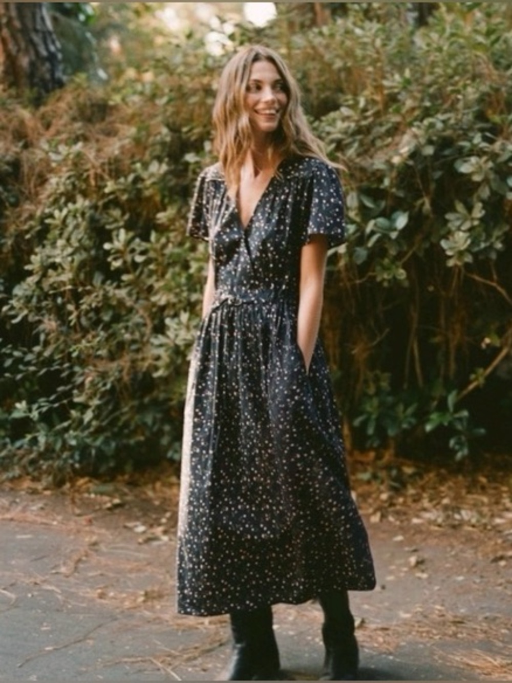christy dawn “the dawn dress” noir tulip XS
